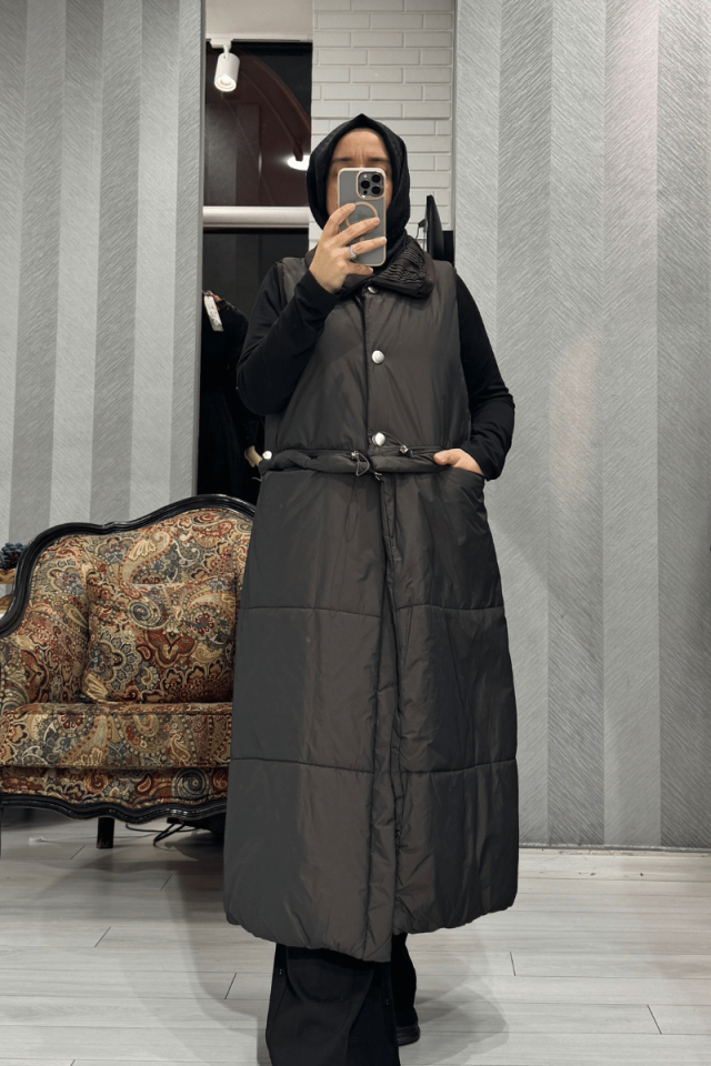 Misswhence Bel Fermuar Detaylı Yelek Kahve 36702