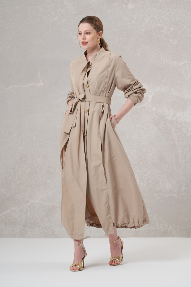 Misswhence Zippered Detailed Topcoat Stone 35503