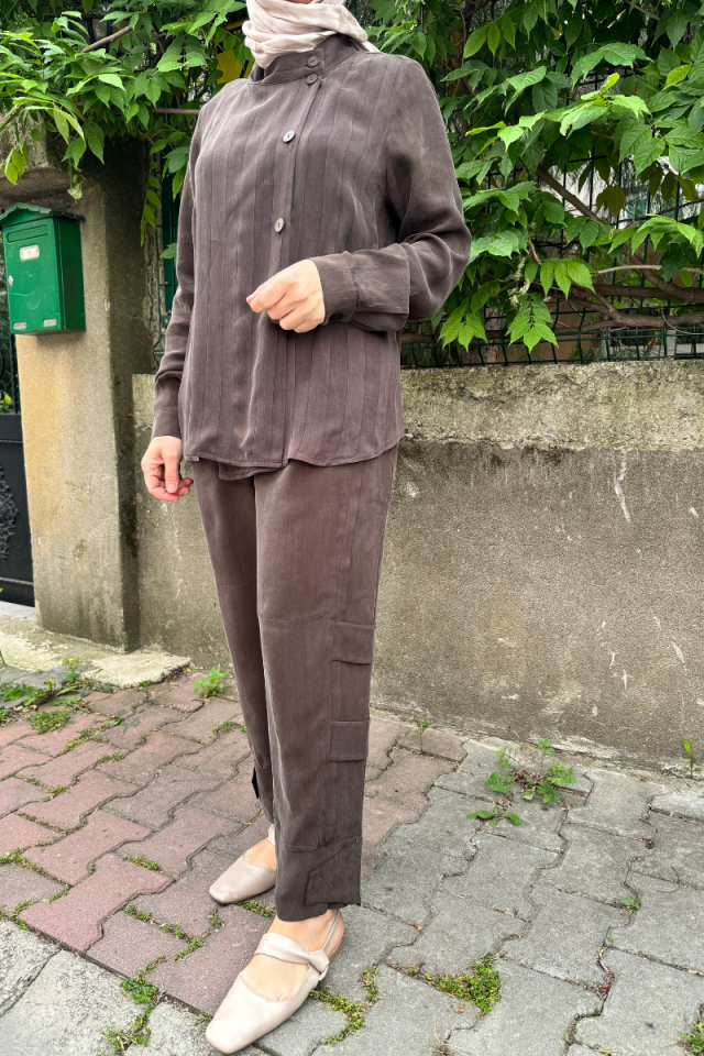 Misswhence Silk Trousers Brown 35121