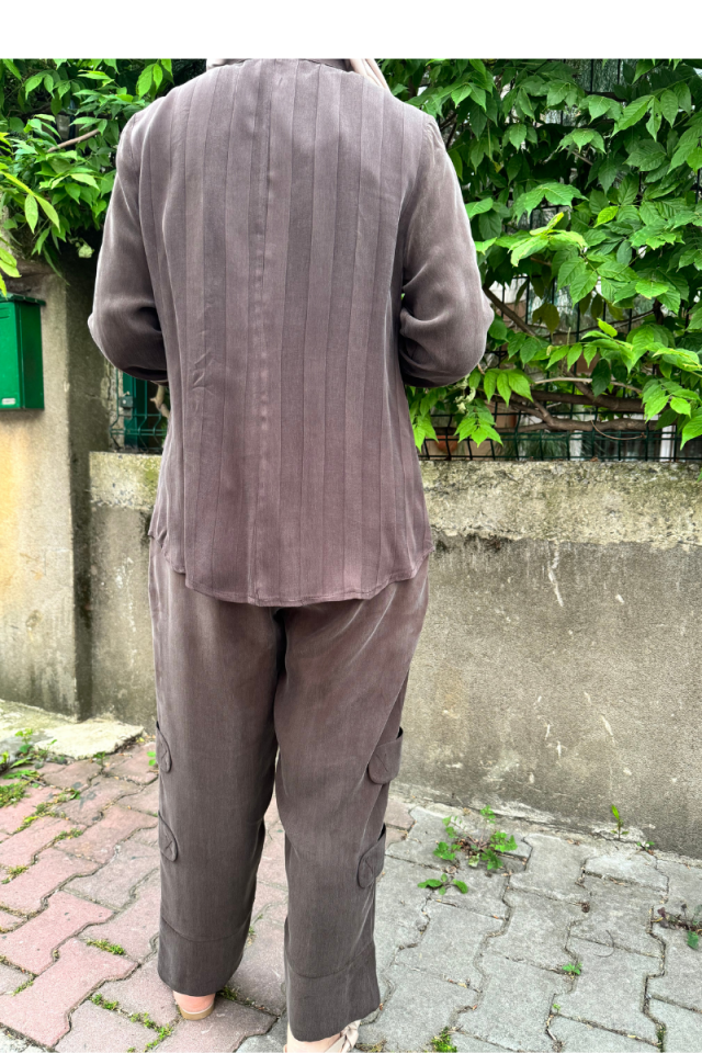 Misswhence Silk Trousers Brown 35121