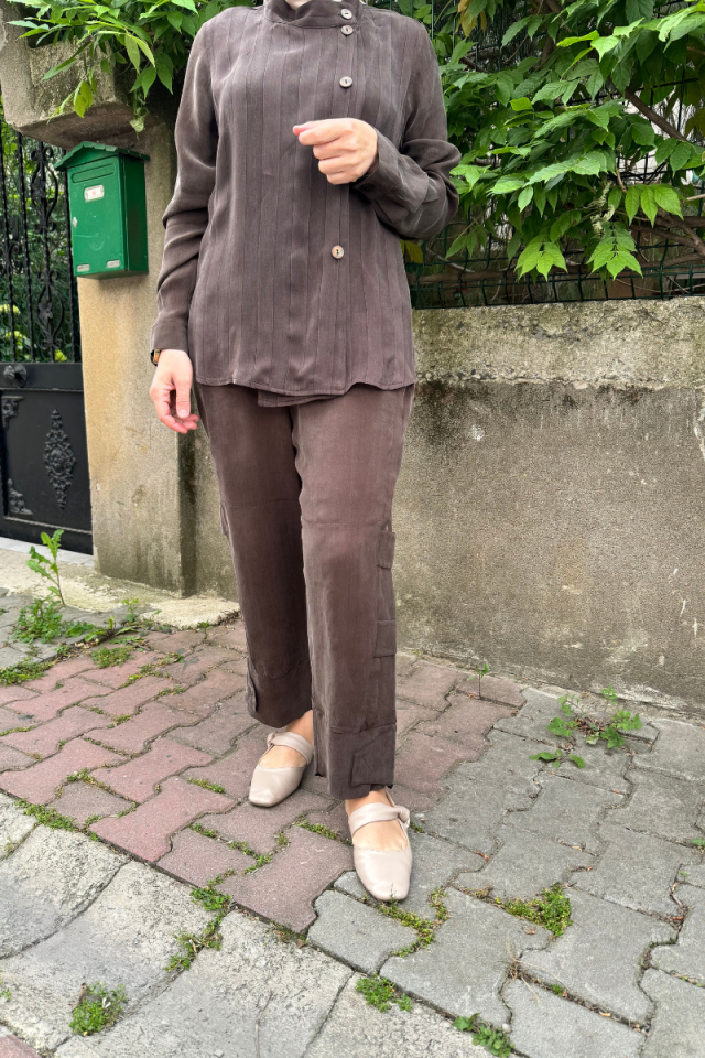 Misswhence Silk Trousers Brown 35121