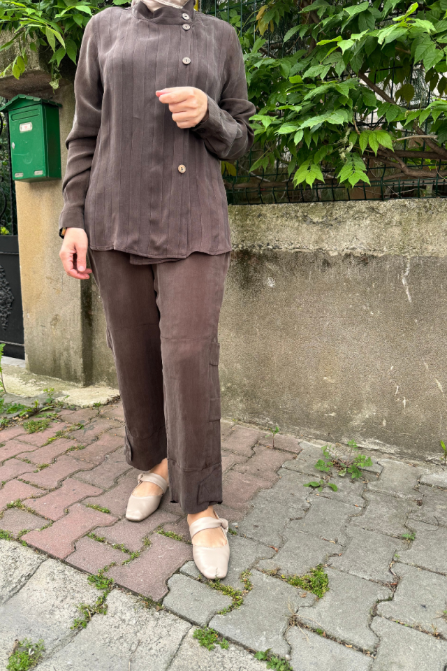 Misswhence Silk Trousers Brown 35121