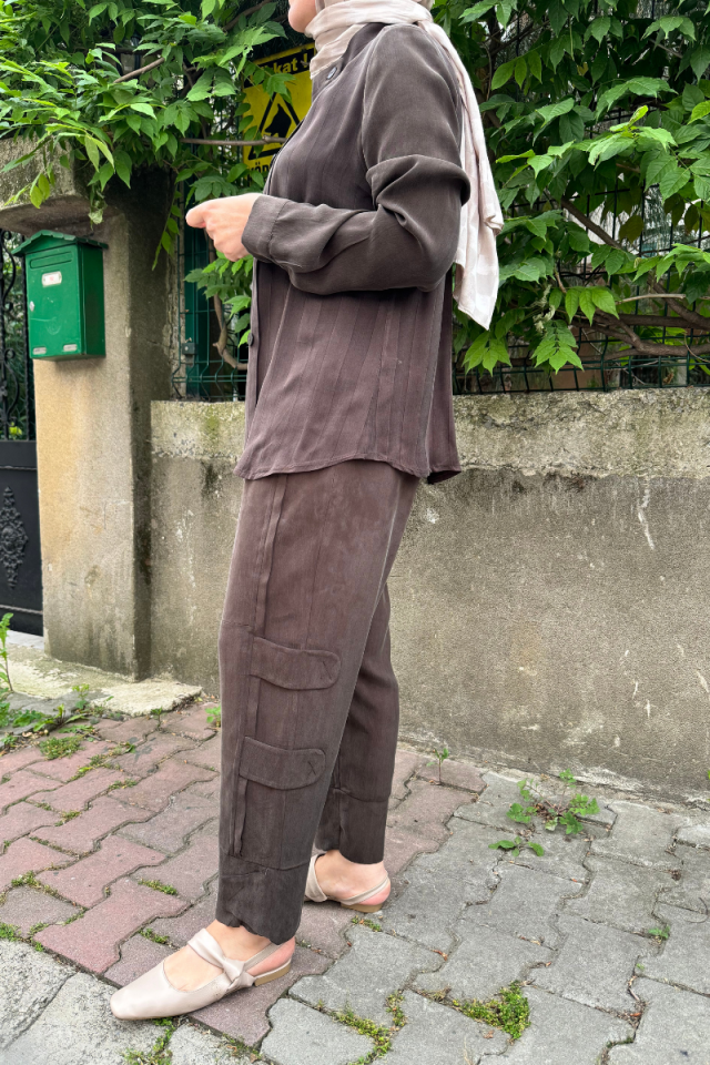 Misswhence Silk Trousers Brown 35121