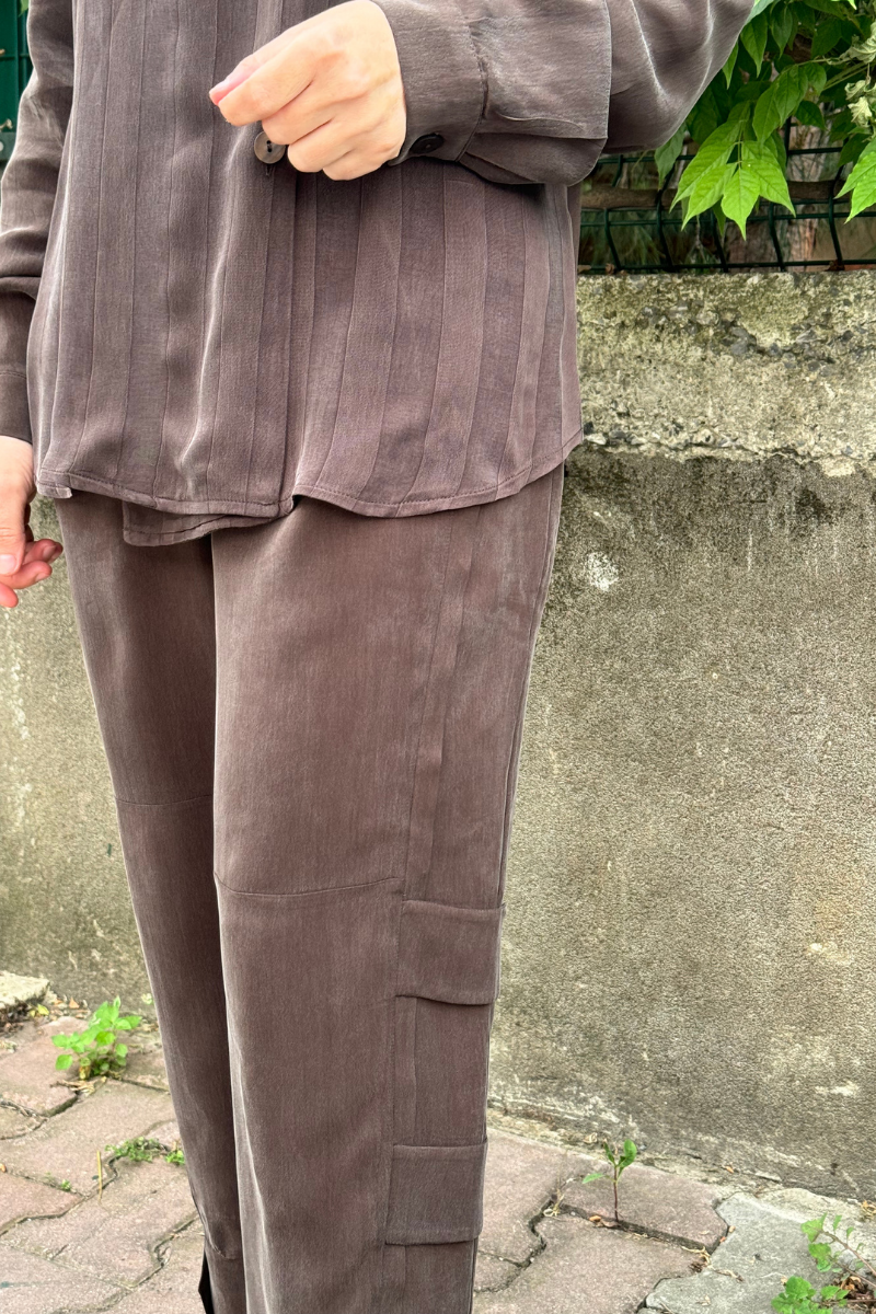 Misswhence Silk Trousers Brown 35121