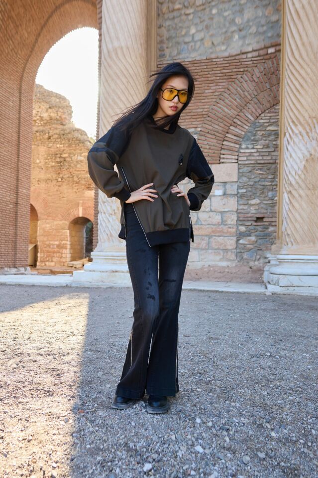 Misswhence Side Zipper Blouse 32007