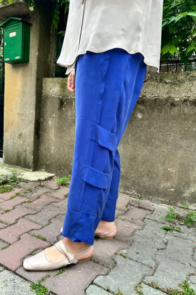 Misswhence Silk Trousers Sax 35121