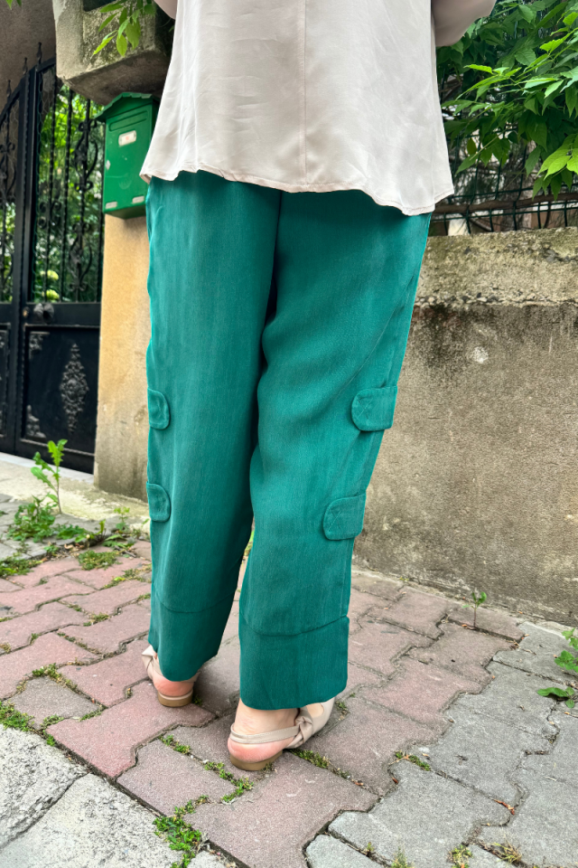 Misswhence Silk Trousers Emerald 35121