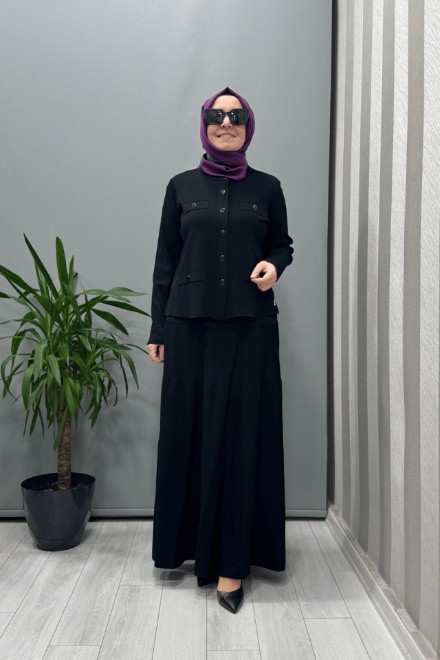 Miss Dalida Cep Kapaklı Triko Ceket Siyah T25Y-8009