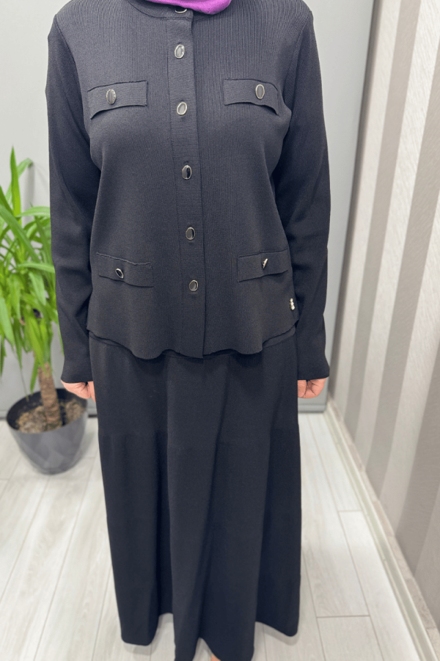 Miss Dalida Cep Kapaklı Triko Ceket Siyah T25Y-8009