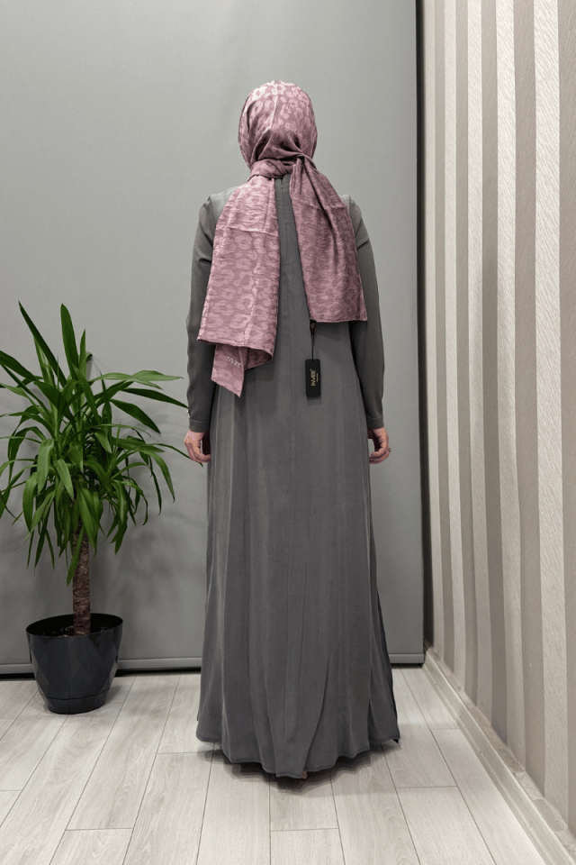 Miss Dalida Yanları Düğmeli Cupro Elbise Antrasit T25Y-4052