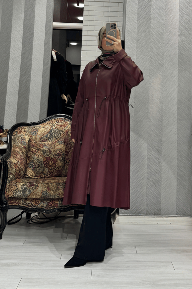 MissWhence Deri Ceket Bordo 36414