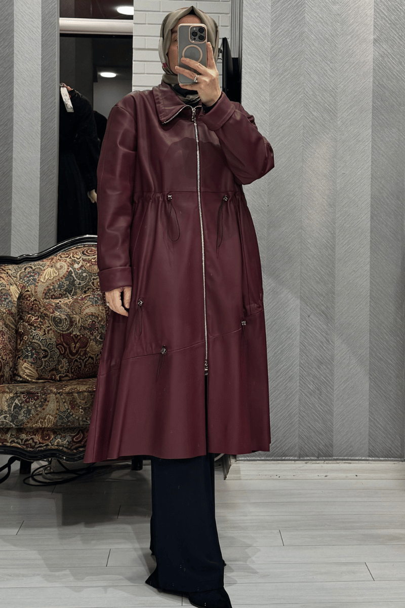 MissWhence Deri Ceket Bordo 36414