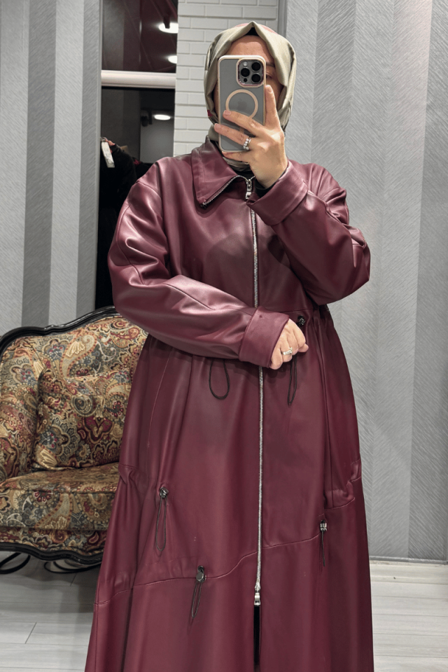 MissWhence Deri Ceket Bordo 36414
