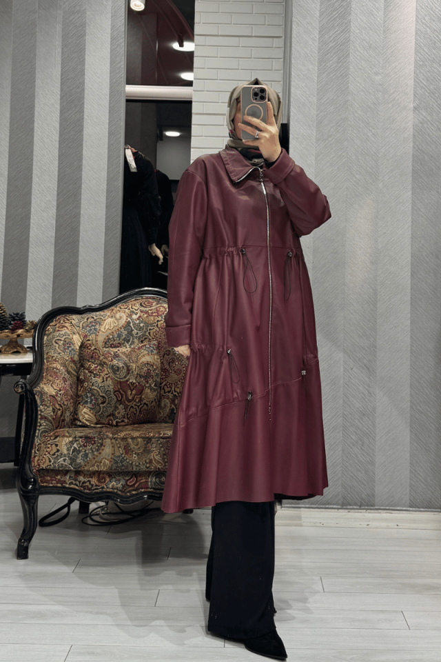 MissWhence Deri Ceket Bordo 36414