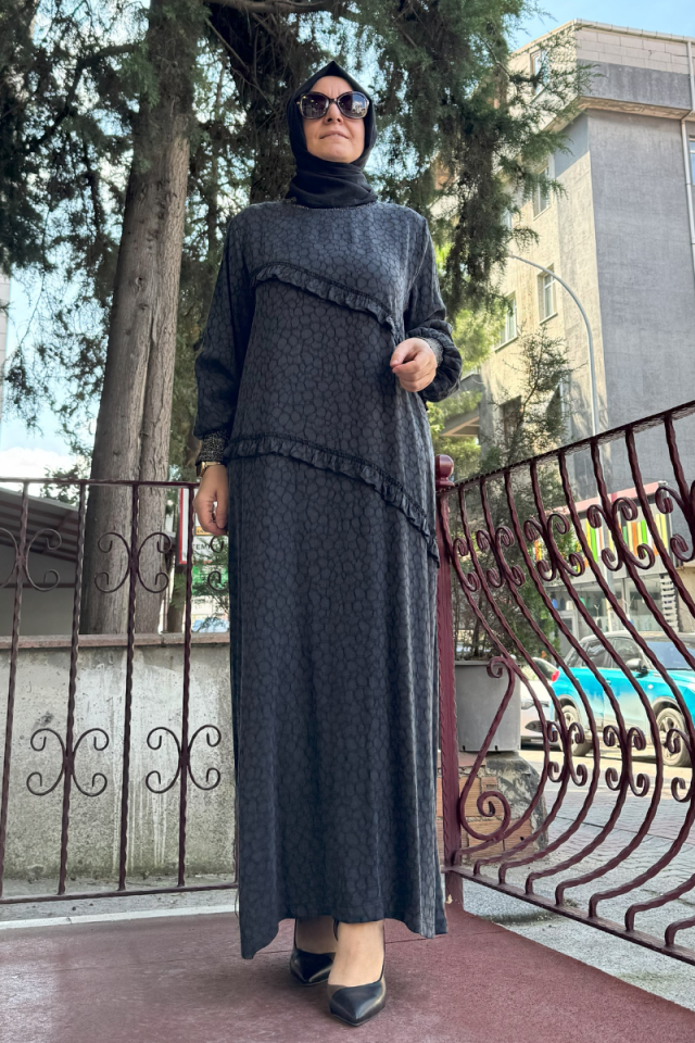 Ghisa Fırfır Detaylı Elbise Siyah 5KGSELB4625