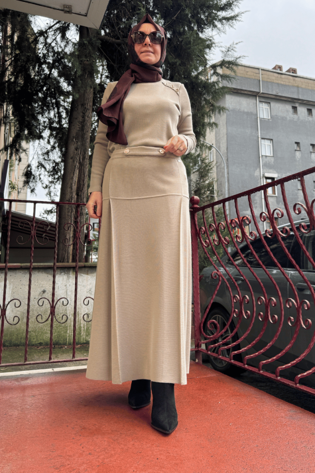 Miss Dalida A Kesim Düğme Detaylı Etek Taş T25K-2008