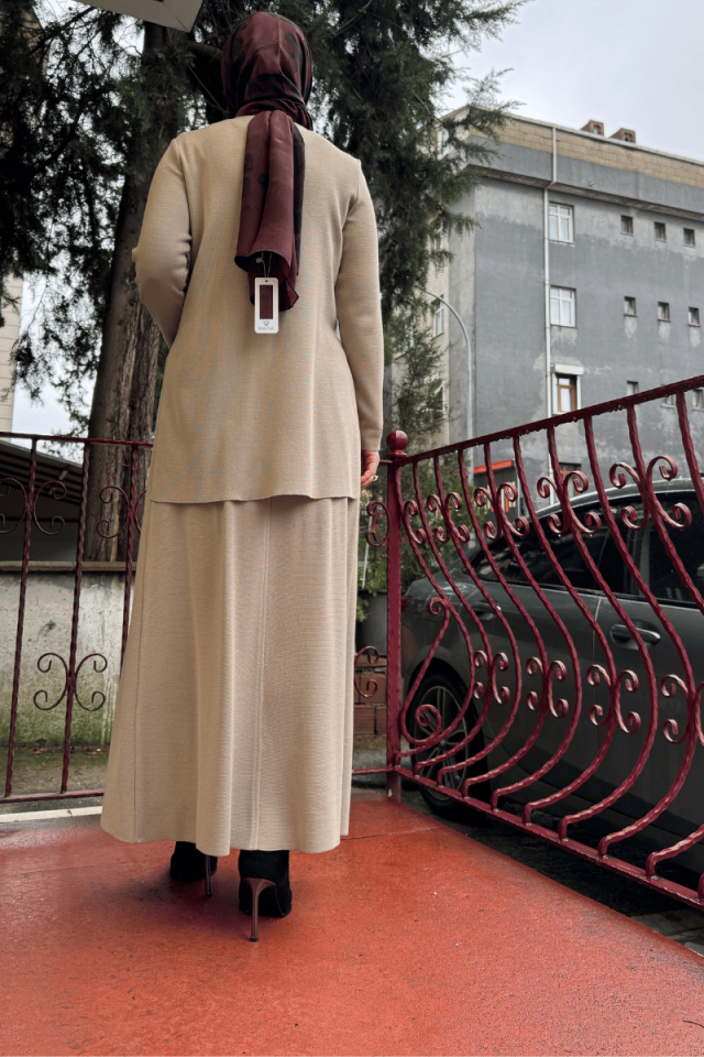 Miss Dalida Önü Düğme Detaylı Triko Tunik Taş T25K-6018
