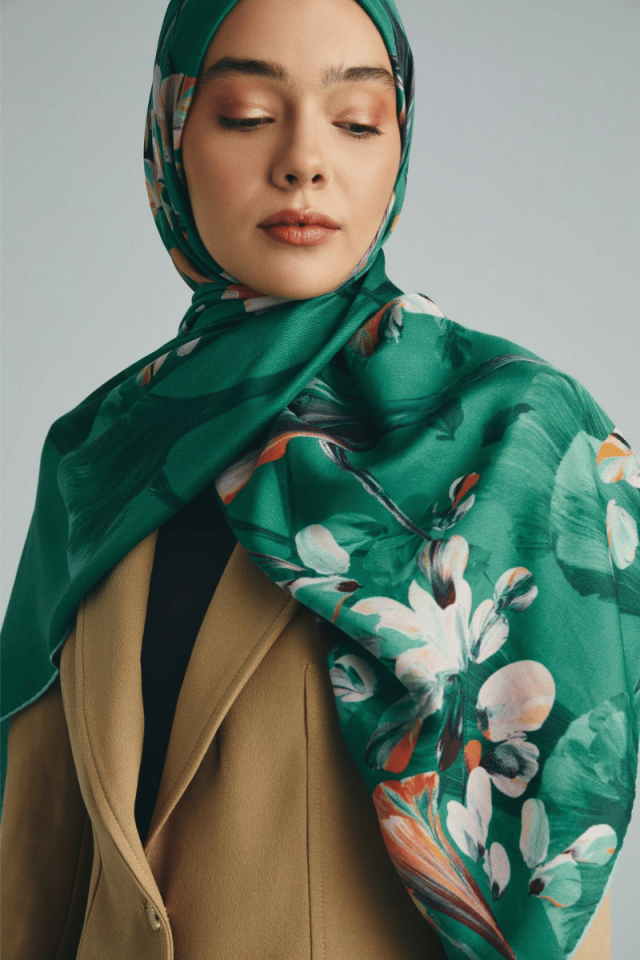 Maisa GEM PAMUK İPEK ŞAL 70*190 CM - YEŞİL