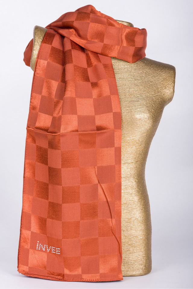 İnvee Square Pattern Shawl-Orange 1230
