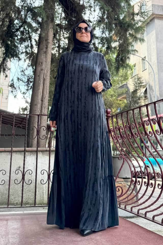 Almarwah Fermuar Detaylı İpek Elbise Siyah 303765