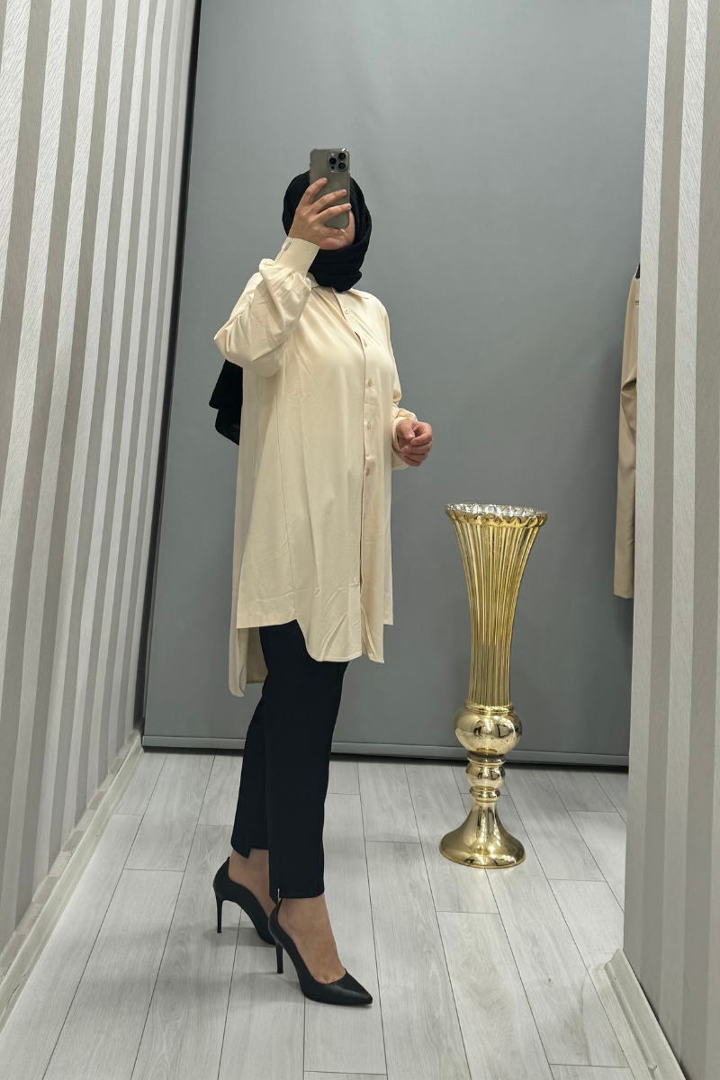 İnvee Modal Penye Gömlek Bej 6926