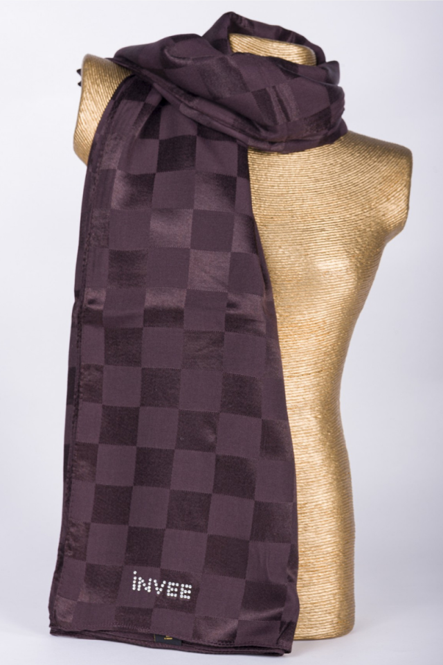 İnvee Square Pattern Shawl-Brown 1230
