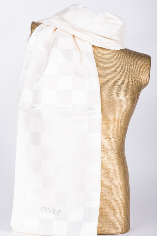 İnvee Square Pattern Shawl-Ecru 1230