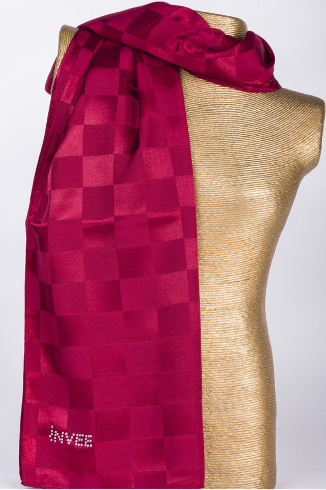 İnvee Square Pattern Shawl-Claret Red 1230