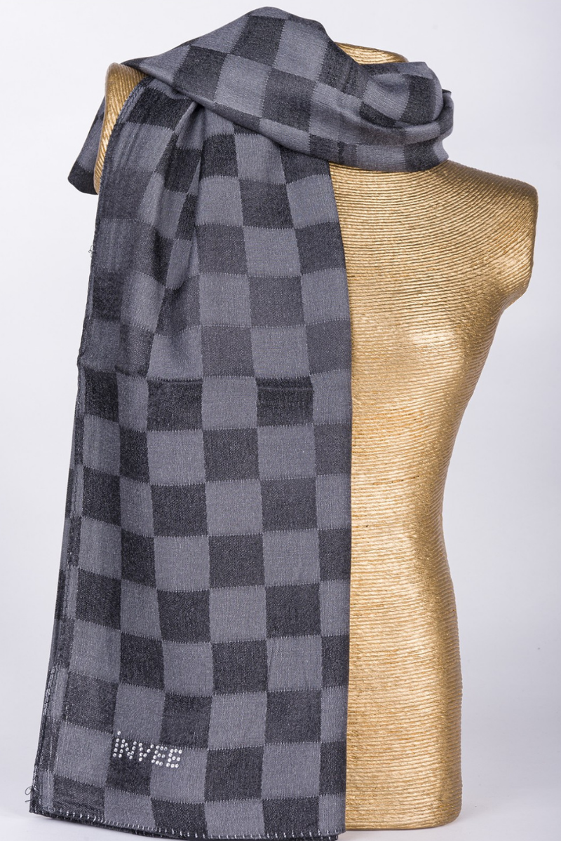 İnvee Square Pattern Shawl-Anthracite 1230