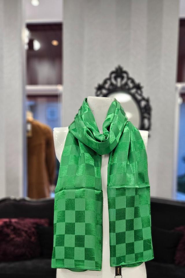 İnvee Square Pattern Shawl-Oil Green 1230