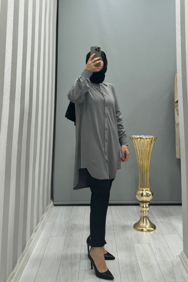 İnvee Modal Combed Cotton Shirt Gray 6926