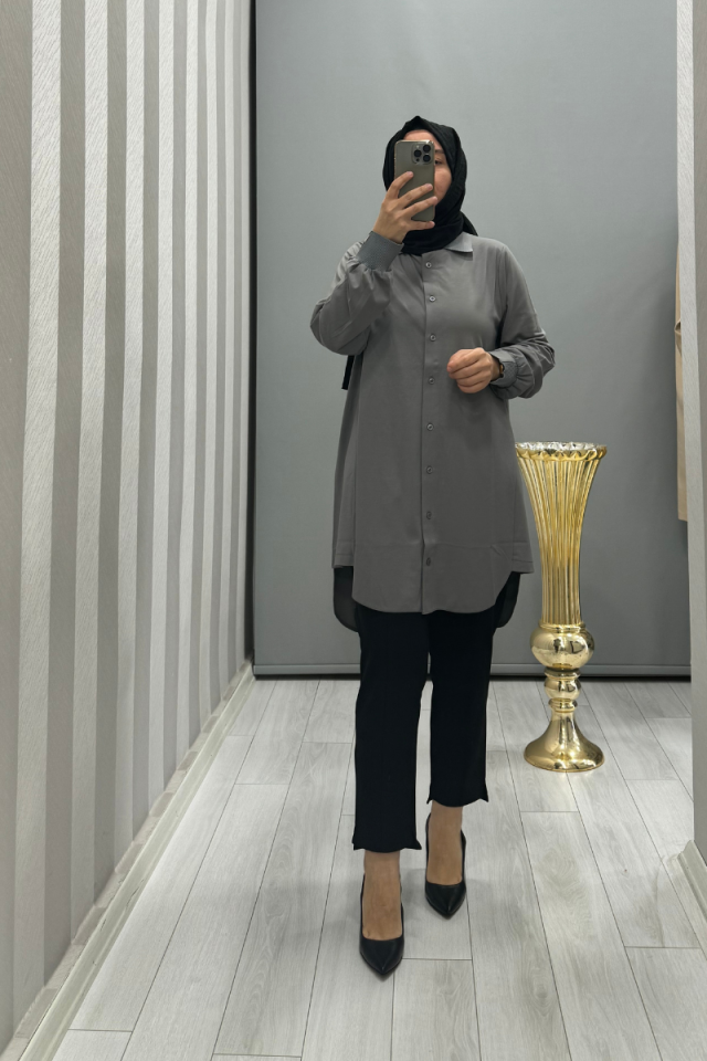 İnvee Modal Combed Cotton Shirt Gray 6926