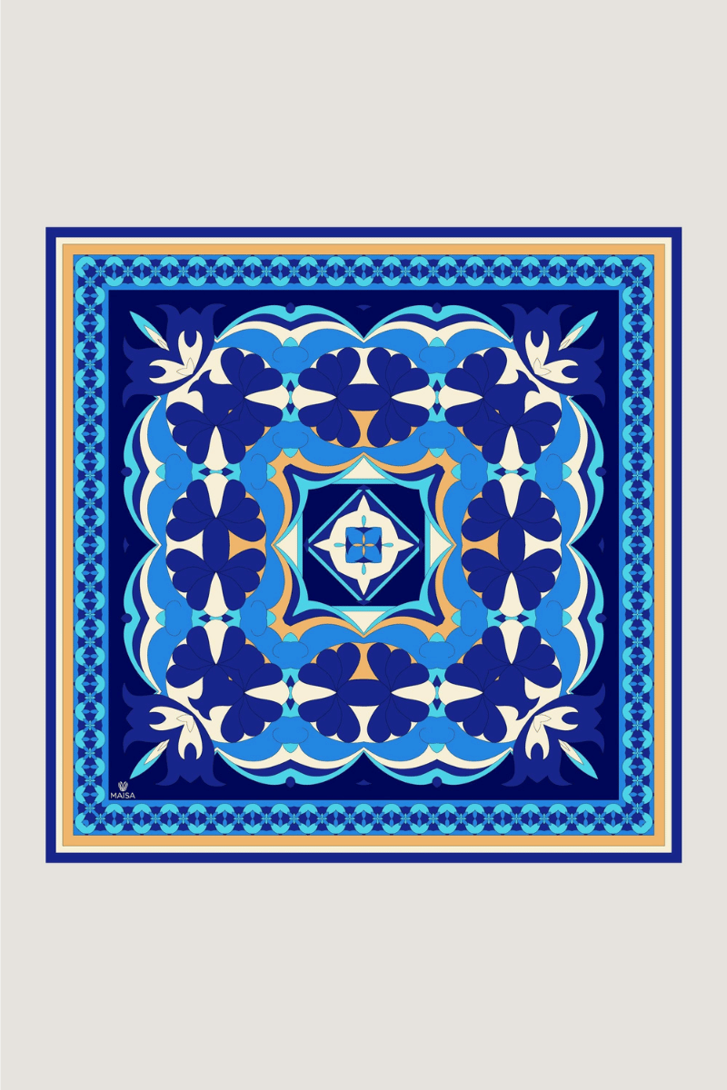 Maisa RANA TİVİL İPEK EŞARP 90*90 CM - MAVİ