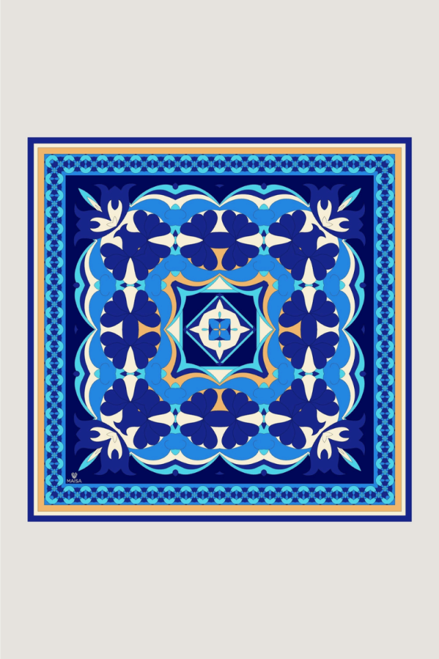 Maisa RANA TİVİL İPEK EŞARP 90*90 CM - MAVİ