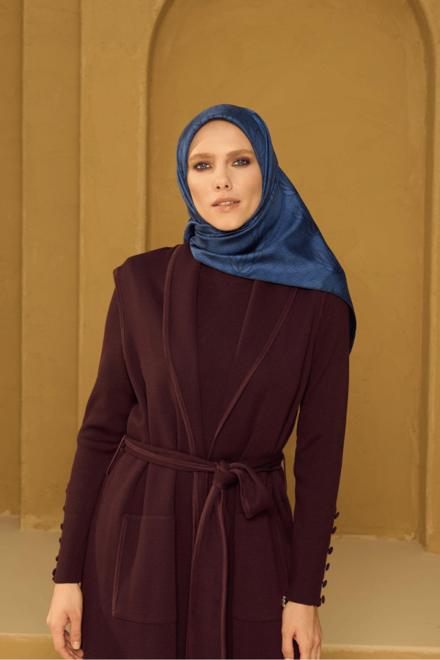 Maisa LAVİ TİVİL İPEK EŞARP 90*90 CM - LACİVERT