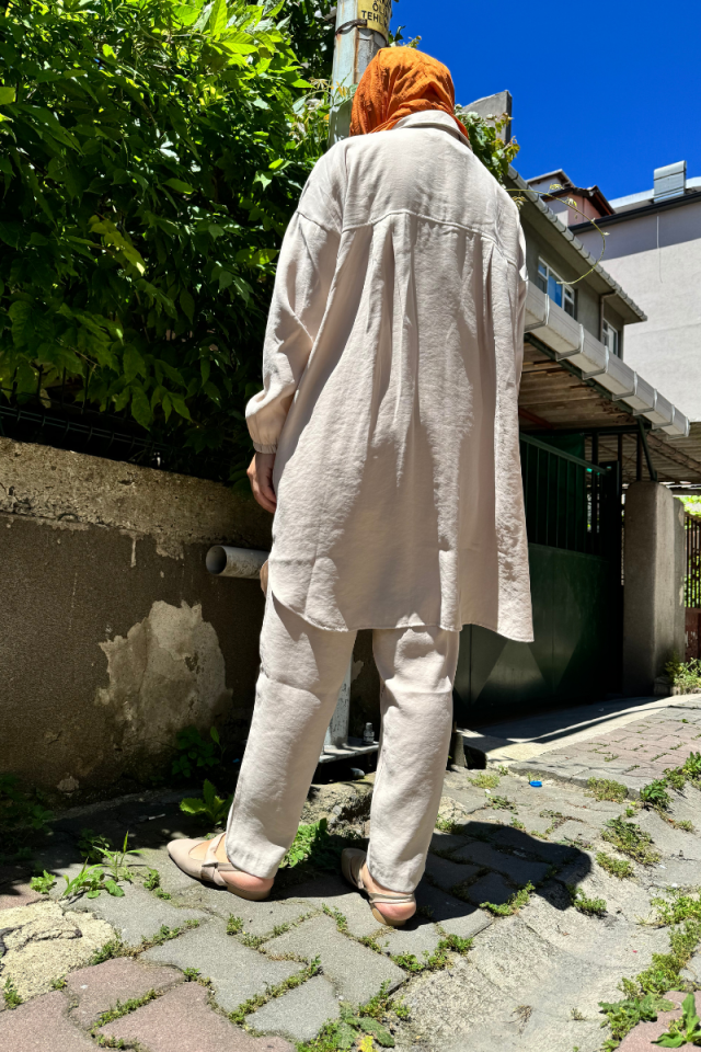 Invee Natural Fabric Trousers Beige 6960