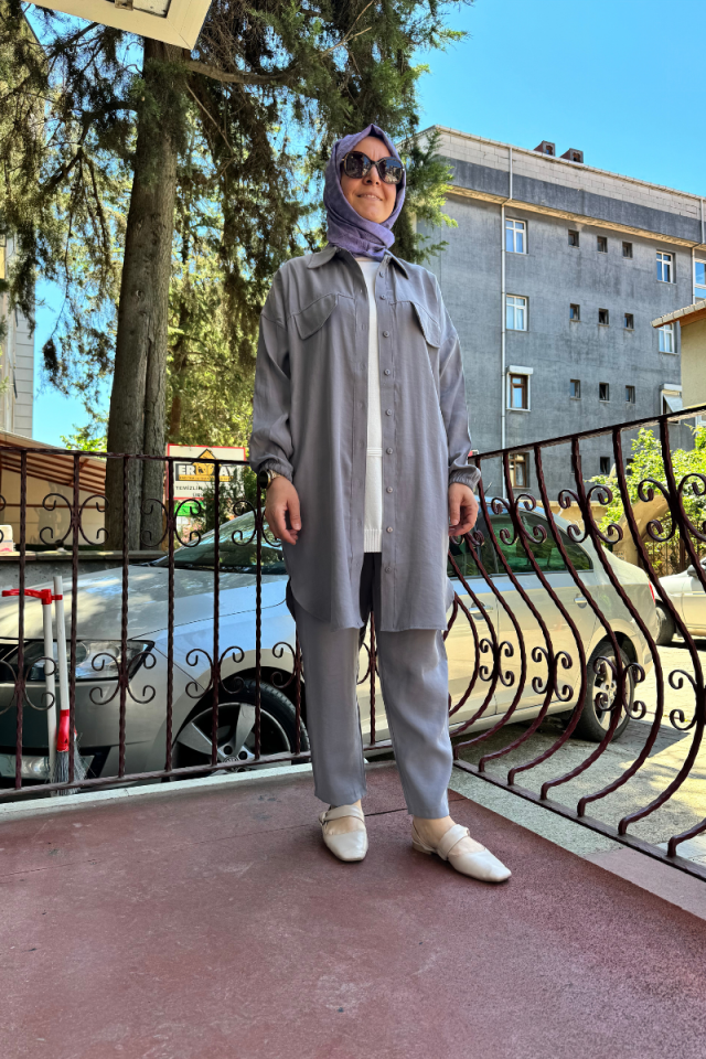 İnvee Doğal Kumaş Pantolon Gri 6960