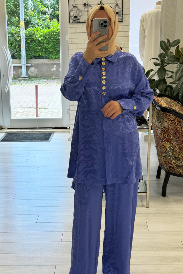 Ghisa Button Detailed Tunic Trouser Set Lilac 4YGSTKM4634