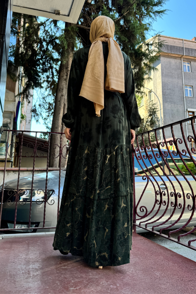 MissWhence Fermuar Detaylı İpek Elbise Yeşil 36826