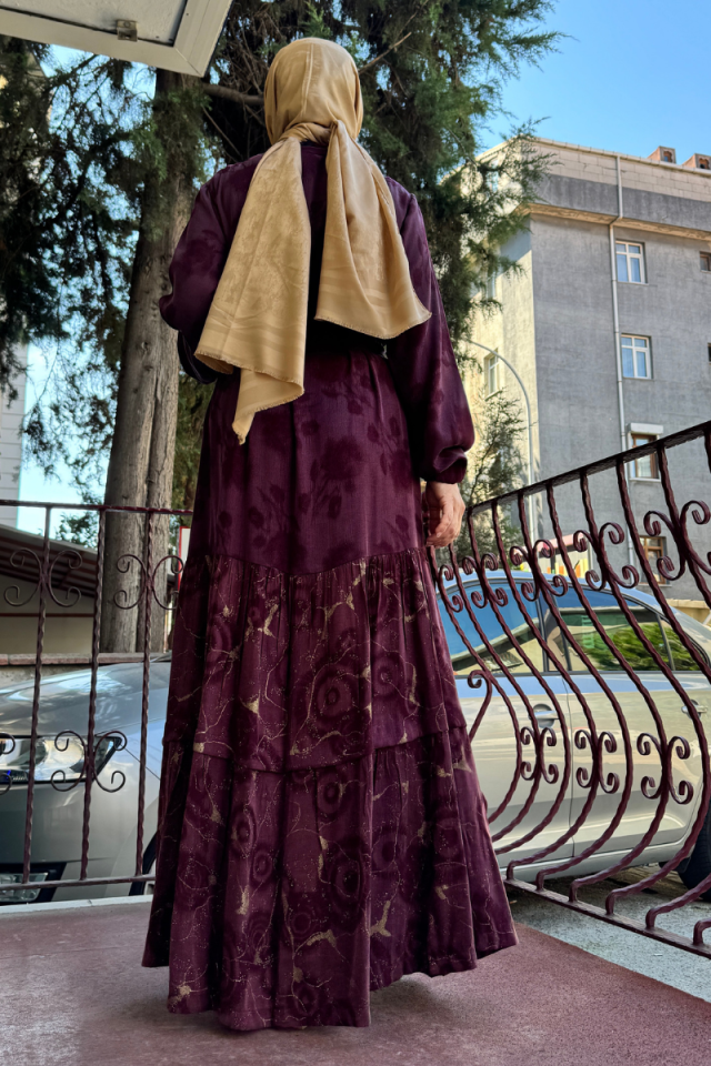 MissWhence Fermuar Detaylı İpek Elbise Bordo 36826