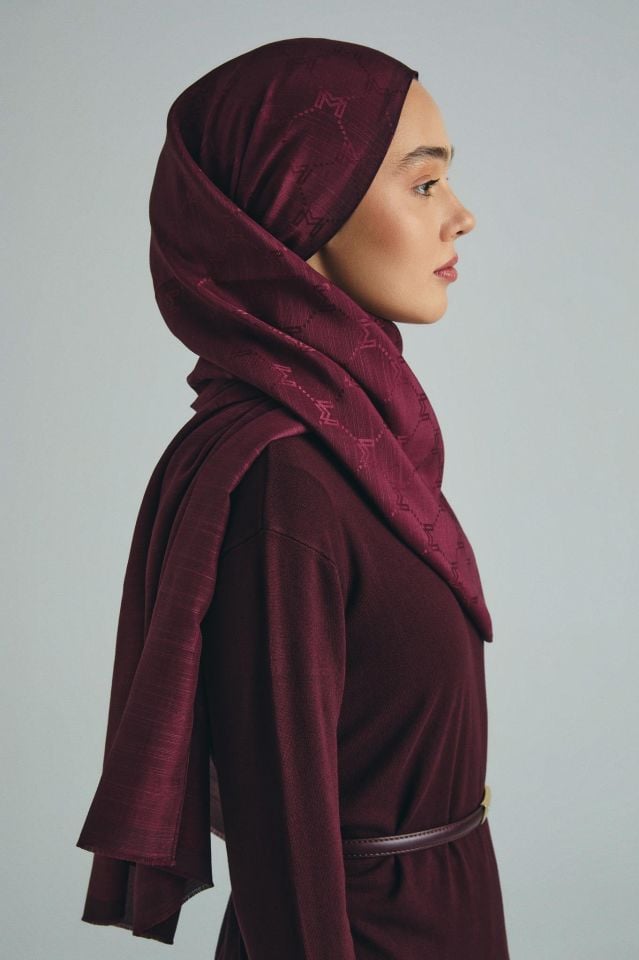 Maisa NEDA PAMUK İPEK ŞAL 70*190 CM - BORDO
