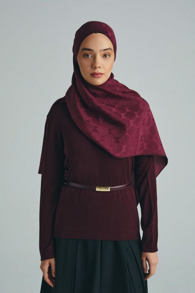 Maisa NEDA PAMUK İPEK ŞAL 70*190 CM - BORDO