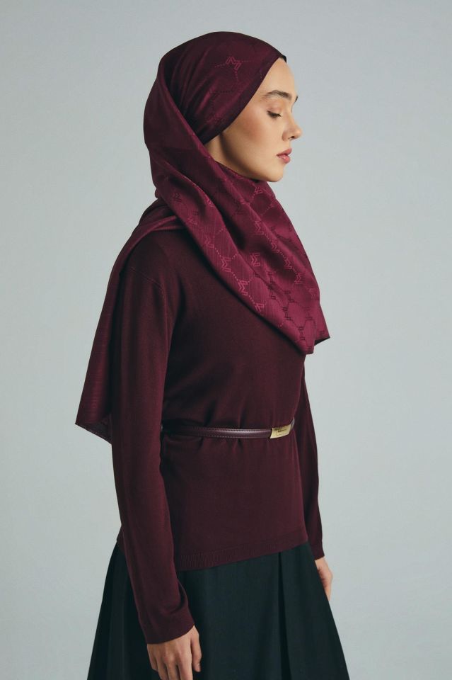 Maisa NEDA PAMUK İPEK ŞAL 70*190 CM - BORDO