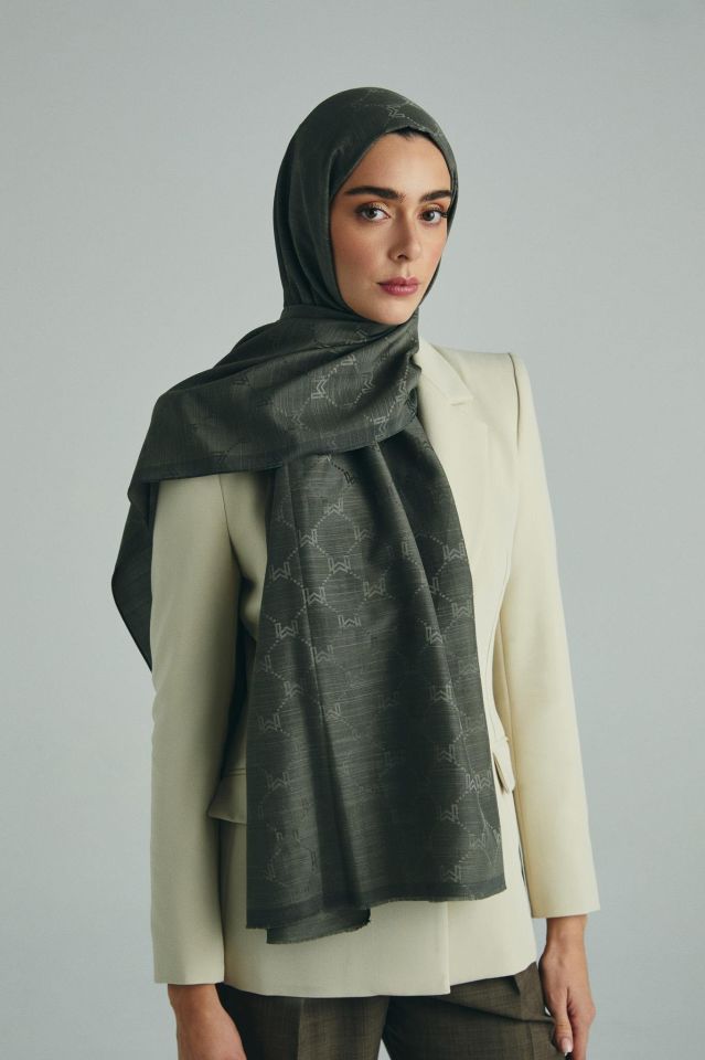 Maisa NEDA PAMUK İPEK ŞAL 70*190 CM - HAKİ