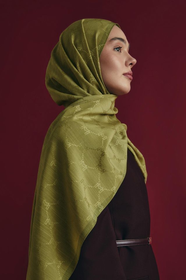 Maisa NEDA PAMUK İPEK ŞAL 70*190 CM - YAĞ YEŞİLİ