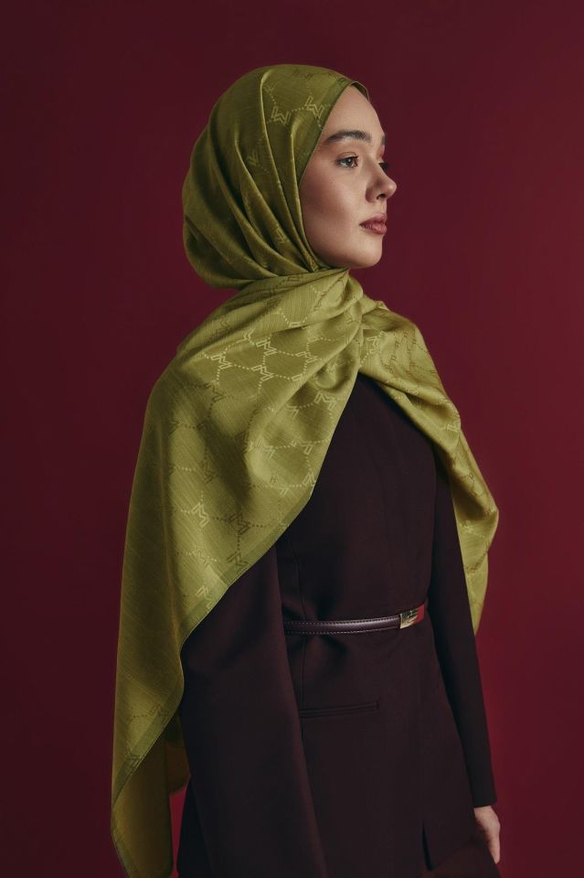 Maisa NEDA PAMUK İPEK ŞAL 70*190 CM - YAĞ YEŞİLİ