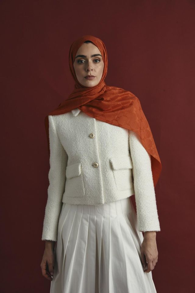 Maisa NEDA PAMUK İPEK ŞAL 70*190 CM - KOYU TURUNCU