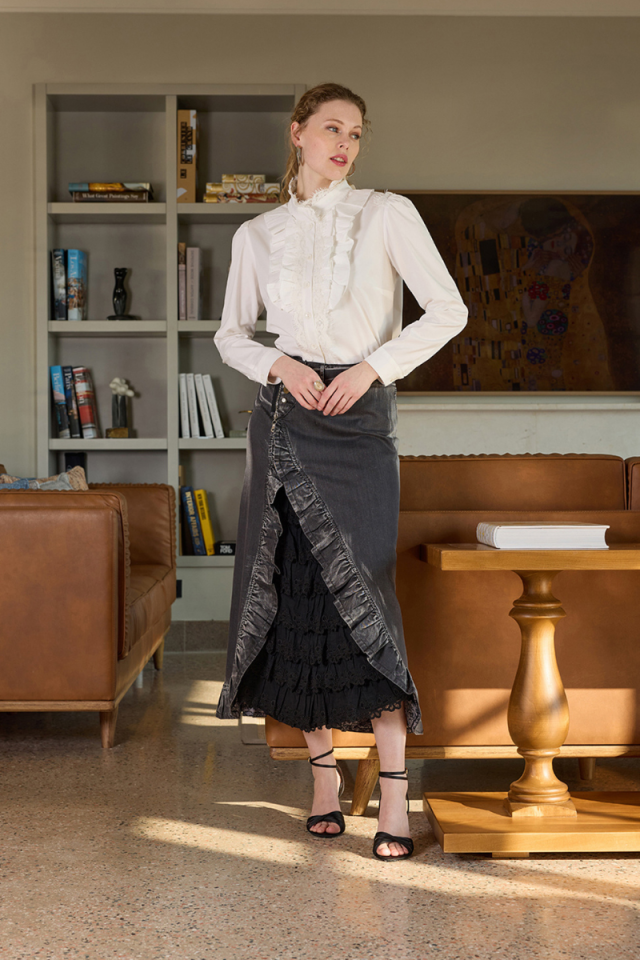 Misswhence Ruffle Detail Denim Skirt 35900