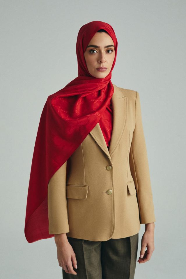 Maisa NEDA PAMUK İPEK ŞAL 70*190 CM - KIRMIZI