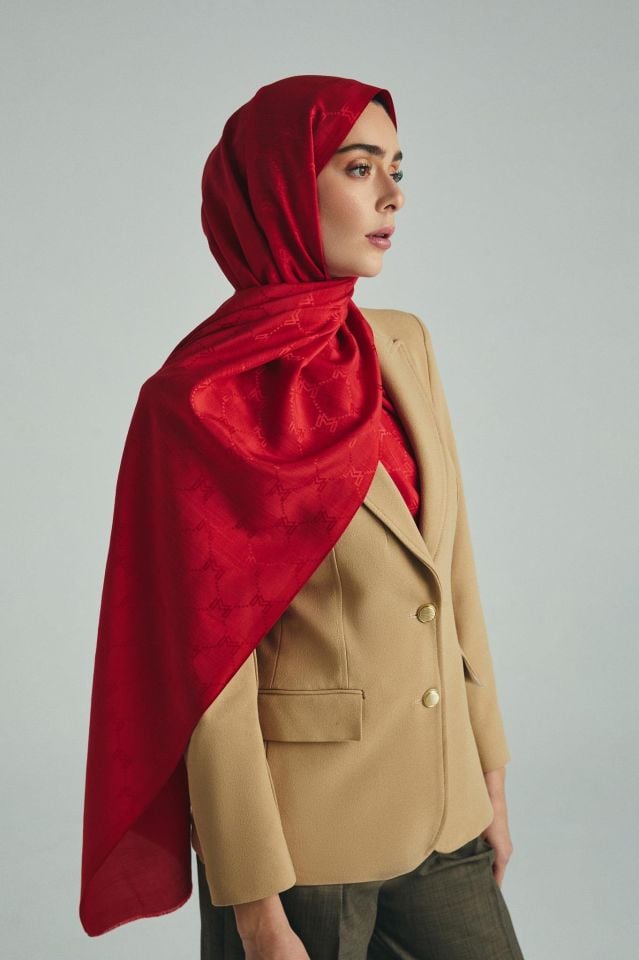 Maisa NEDA PAMUK İPEK ŞAL 70*190 CM - KIRMIZI